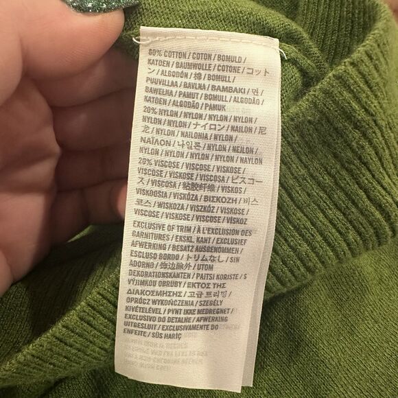 Abercrombie Teen Green Ruffle Sweater Lightweight Open Cardigan Sz M Women’s Y2K - Picture 4 of 7